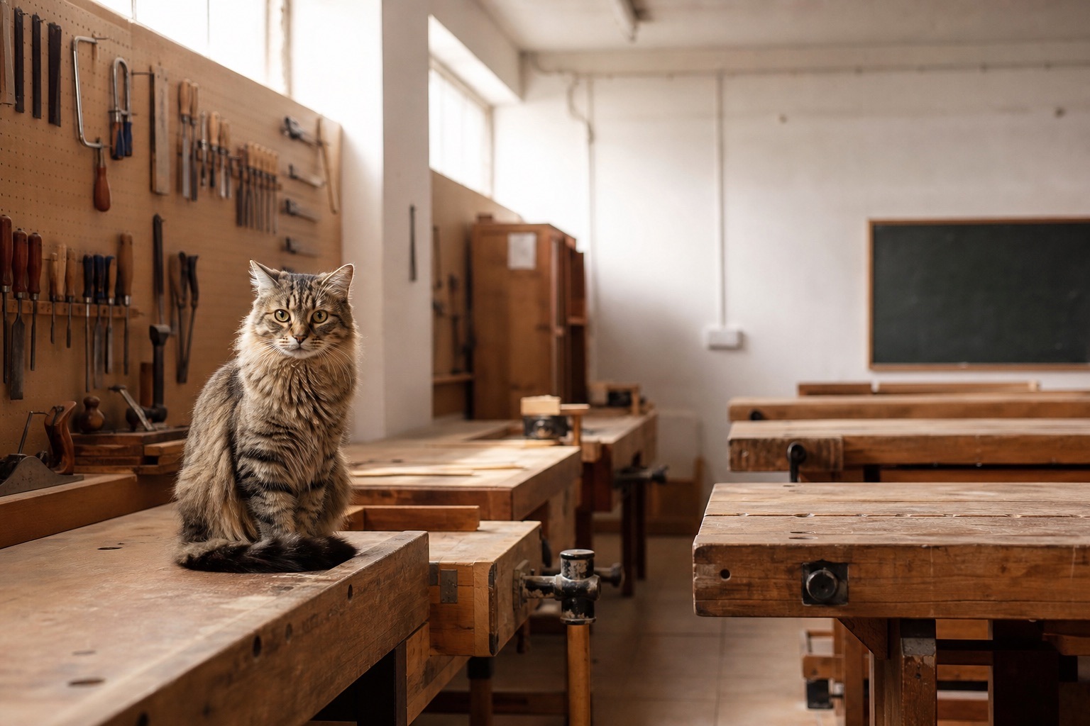 Banchi di lavoro in un laboratorio di formazione professionale